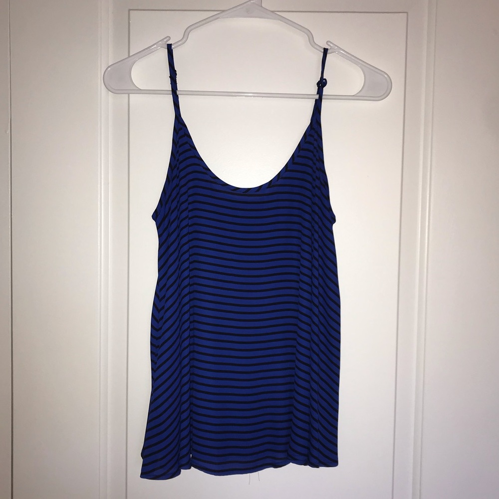 Blue/Black Striped Flowy Tank
